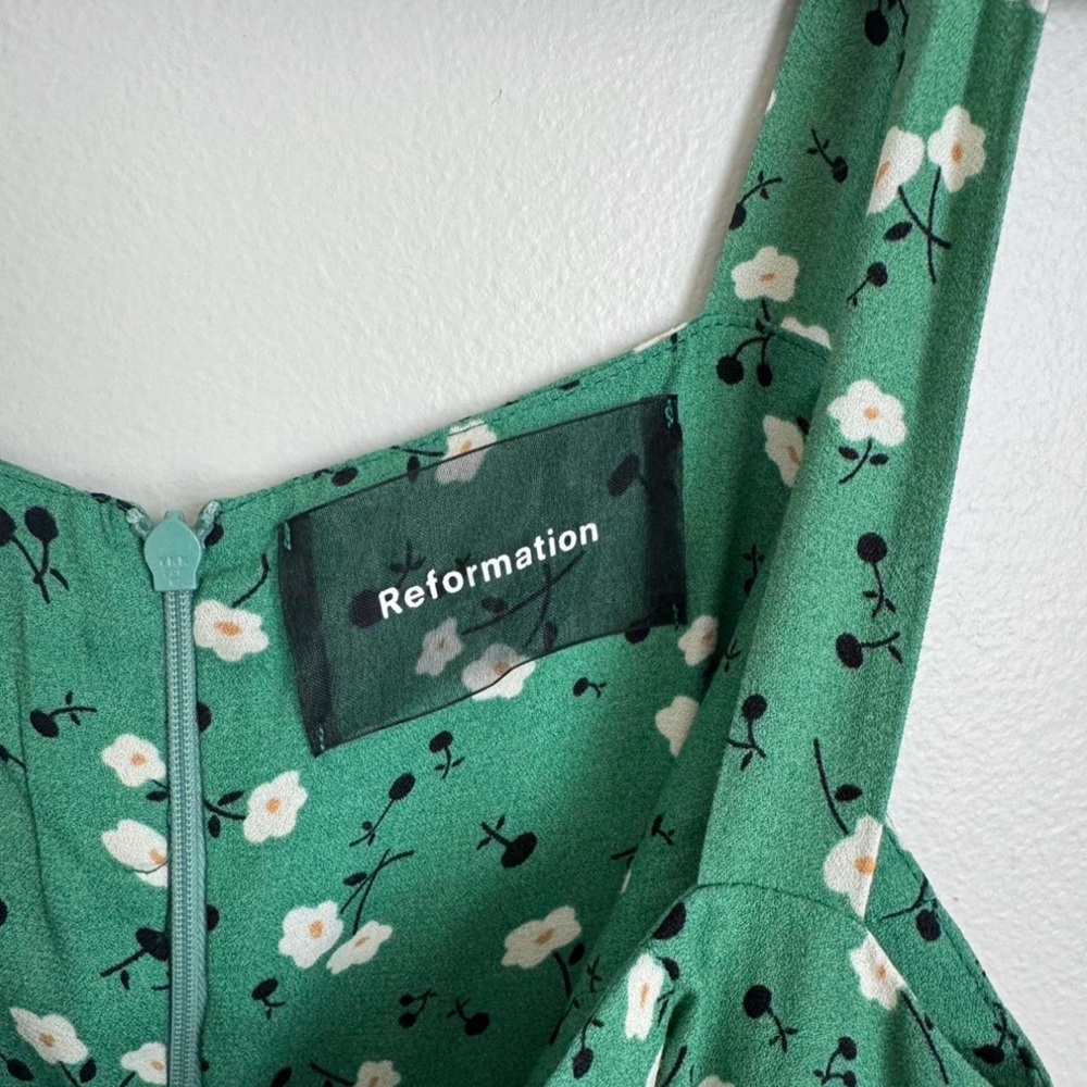 Reformation Green Floral Midi Dress - Picture 3 of 7